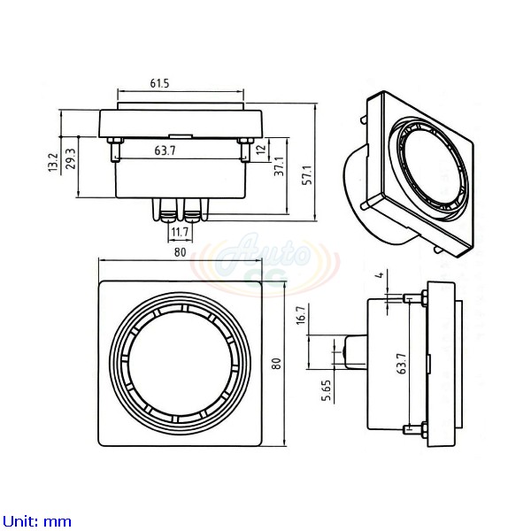 Flush Mounting Buzzer Dimension