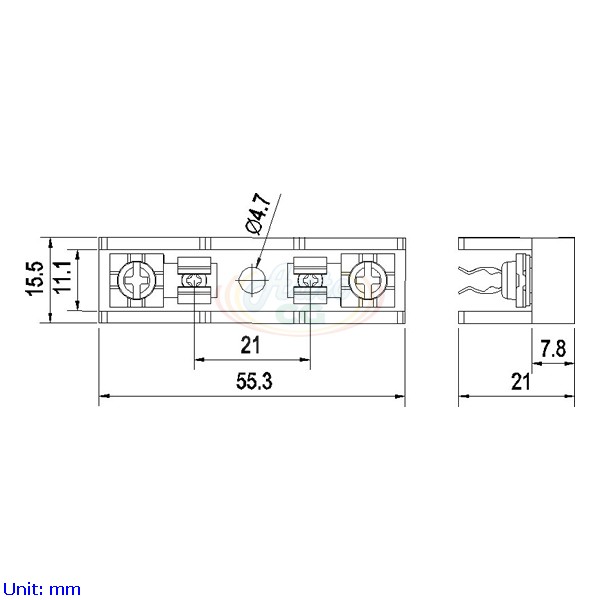 1P Fuse blocks Dimension