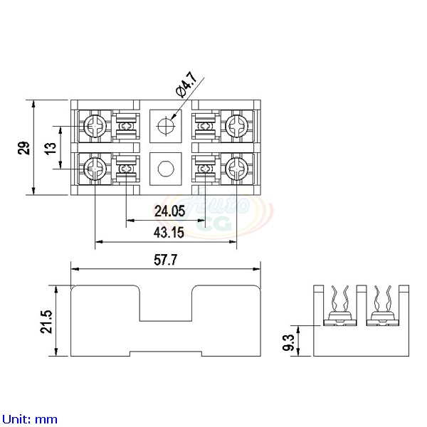 2P Fuse blocks Dimension